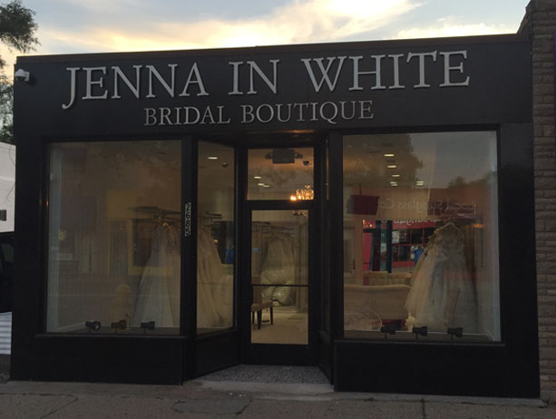 jenna in white bridal boutique